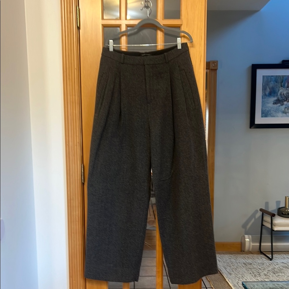 Women’s wide leg charcoal tweed pants